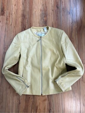 VTG CITY DKNY Butter Yellow Leather Jacket